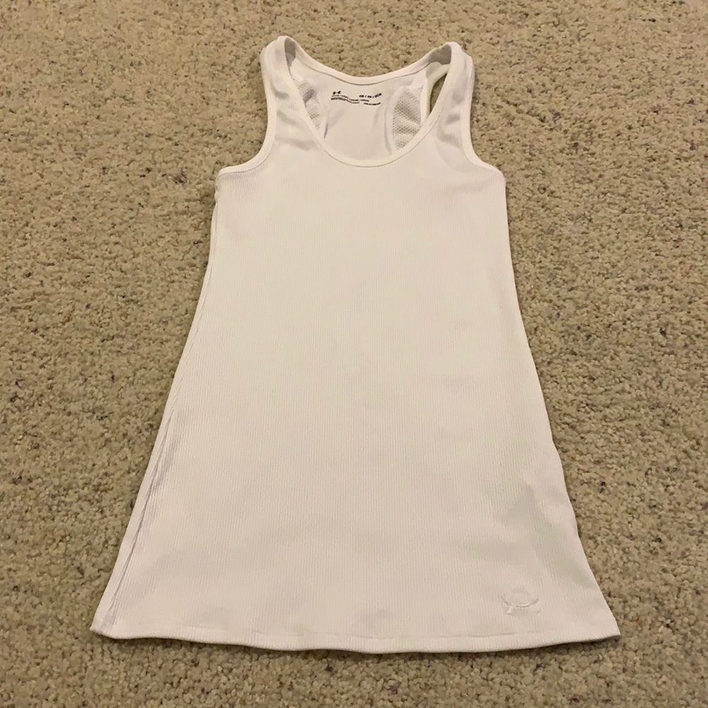 Plain white razor back Under armor tank top
